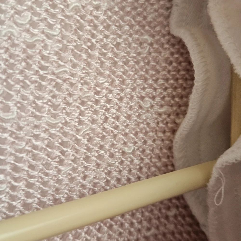 Vintage Barbara Katz Feather Pink Sz M Lenin Blend Knit Bliuse Shell Button - Picture 6 of 16